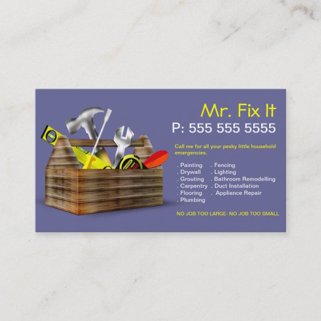 Old Wooden Toolbox Repair Handyman Business Card (Front)