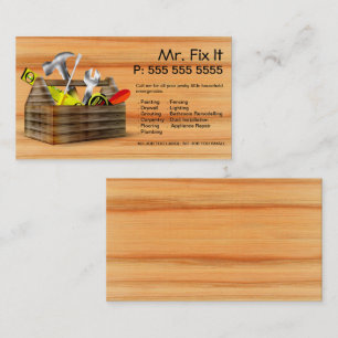 Old Wooden Toolbox Repair Handyman Business Card