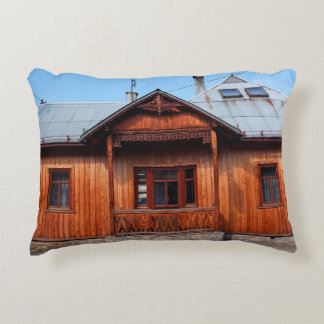 Old wooden traditional house accommodation, ancien decorative cushion