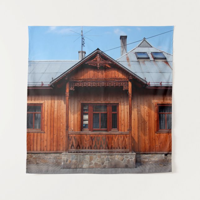 Old wooden traditional house accommodation, ancien tapestry (Front)