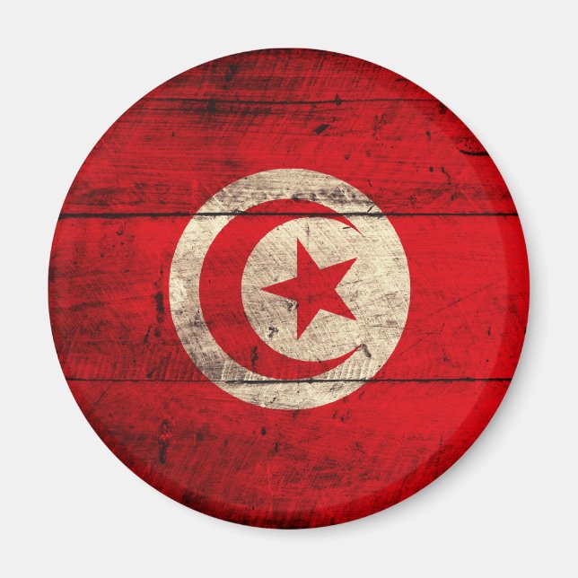 Old Wooden Tunisia Flag Magnet (Front)