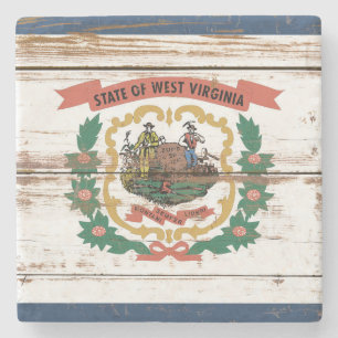 Old Wooden West Virginia State Flag Stone Coaster