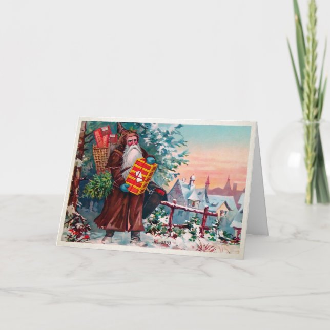 Old World Angry Santa Holiday Card (Front)