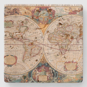Old World Antique Map Stone Coaster