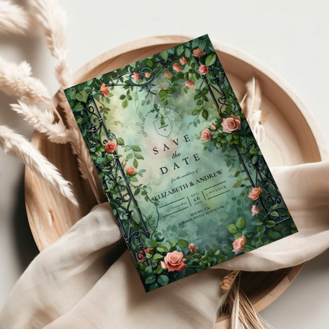 Old World Botanical Rose Garden Wedding Save The Date (Creator Uploaded)