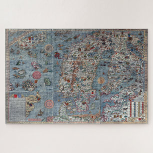 Old World Carta Marina Map Jigsaw Puzzle