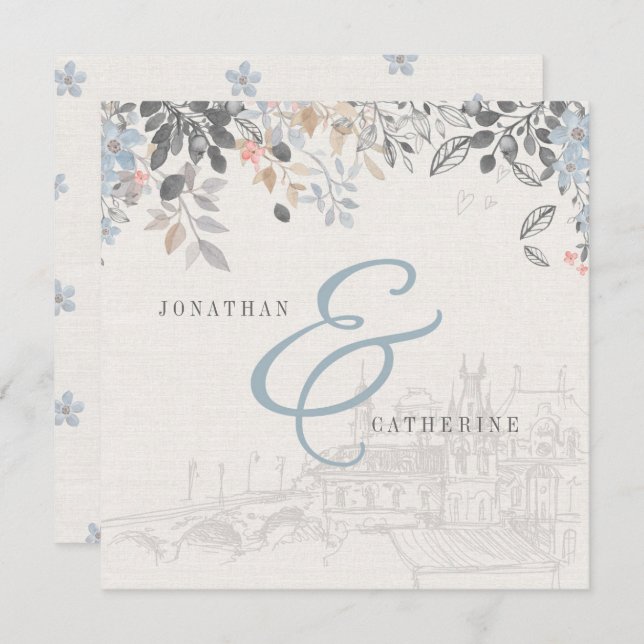 Old World Charm Wedding Invitation (Front/Back)