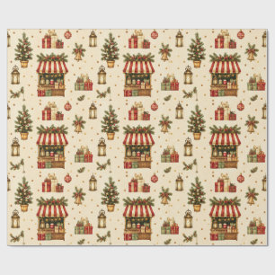 Old World Christmas Market Cream Wrapping Paper