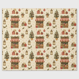 Old World Christmas Market Cream Wrapping Paper