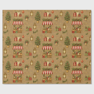 Old World Christmas Market Warm Taupe Wrapping Pap Paper