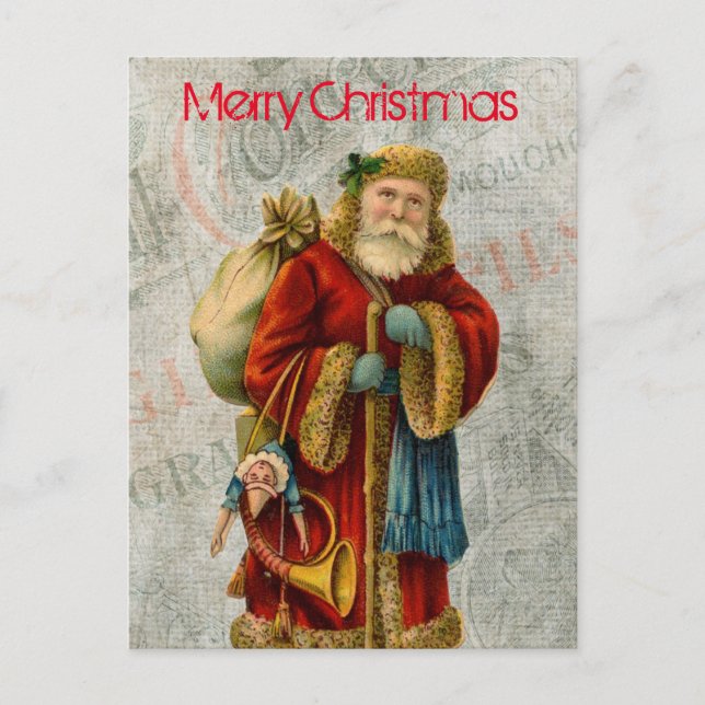 Old World Christmas Santa Holiday Postcard (Front)