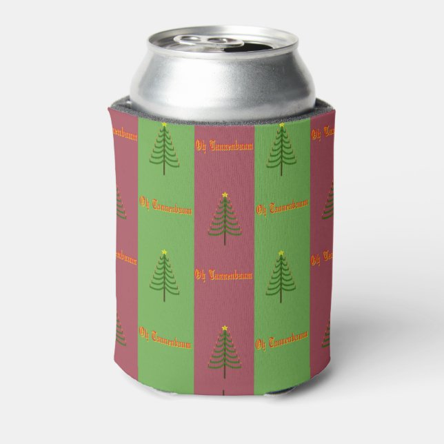 Old World Christmas Tree Pattern Evergreen Can Cooler (Can Back)