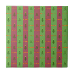 Old World Christmas Tree Pattern Evergreen Ceramic Tile