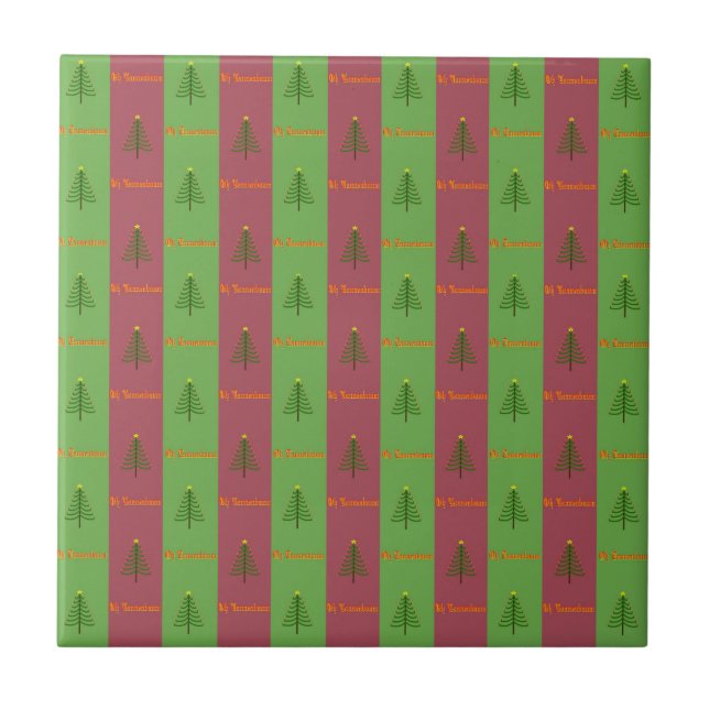 Old World Christmas Tree Pattern Evergreen Ceramic Tile (Front)