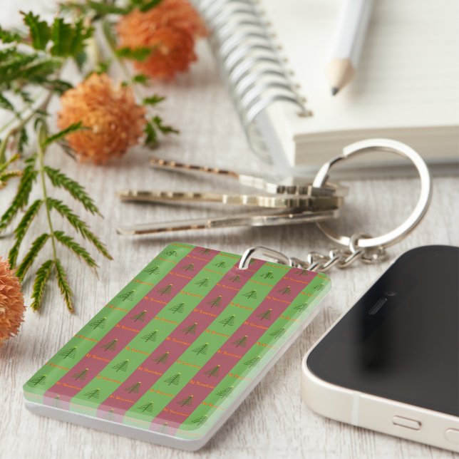 Old World Christmas Tree Pattern Evergreen Key Ring (Front Right)