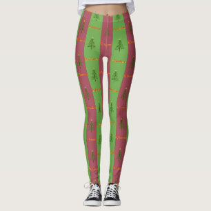 Old World Christmas Tree Pattern Evergreen Leggings