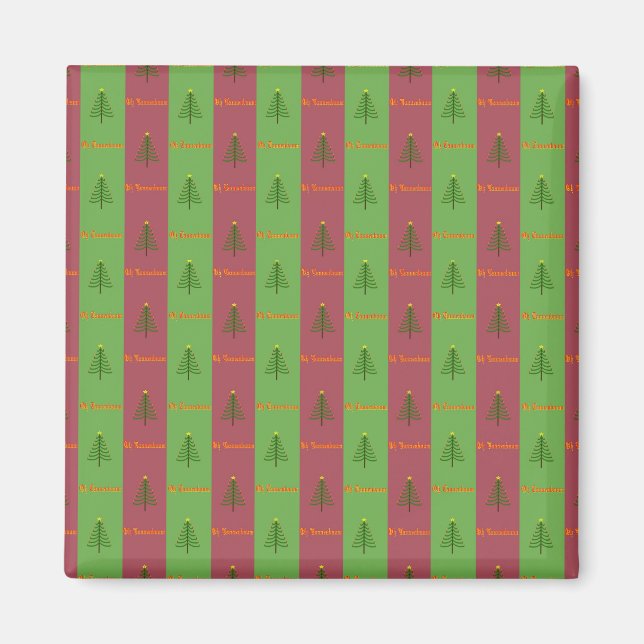 Old World Christmas Tree Pattern Evergreen Magnet (Front)
