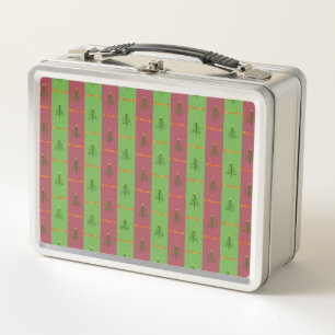Old World Christmas Tree Pattern Evergreen Metal Lunch Box