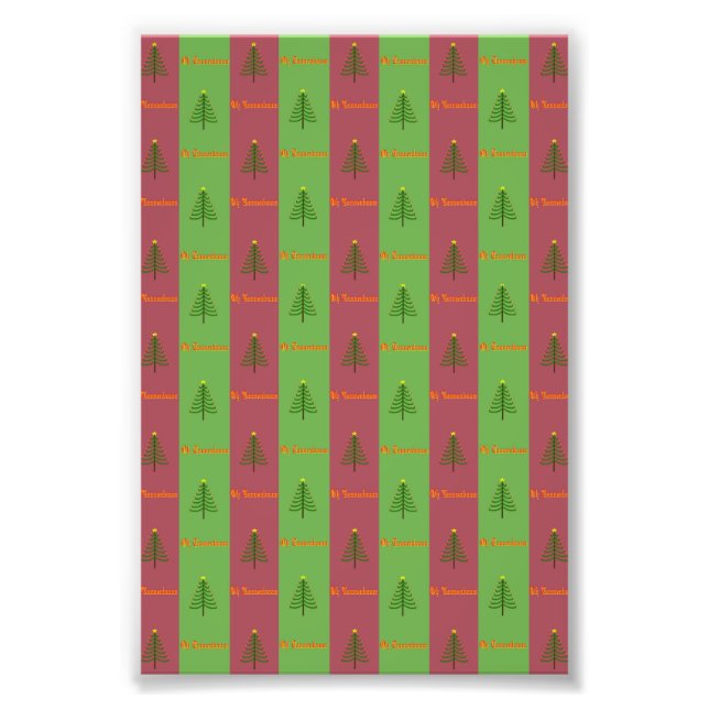 Old World Christmas Tree Pattern Evergreen Photo Print (Front)