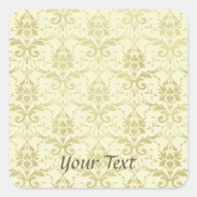 Old World Damask Pattern Square Sticker (Front)
