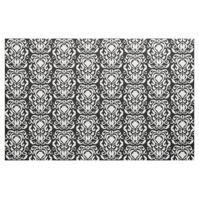 Old World Damask White on Black Fabric (Fat Quarter)