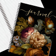 Old World Dark Painted Flower Journal