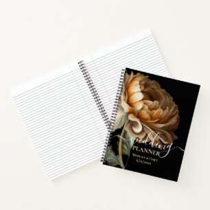Old World Dark Painted Flower Wedding Planner Notebook
