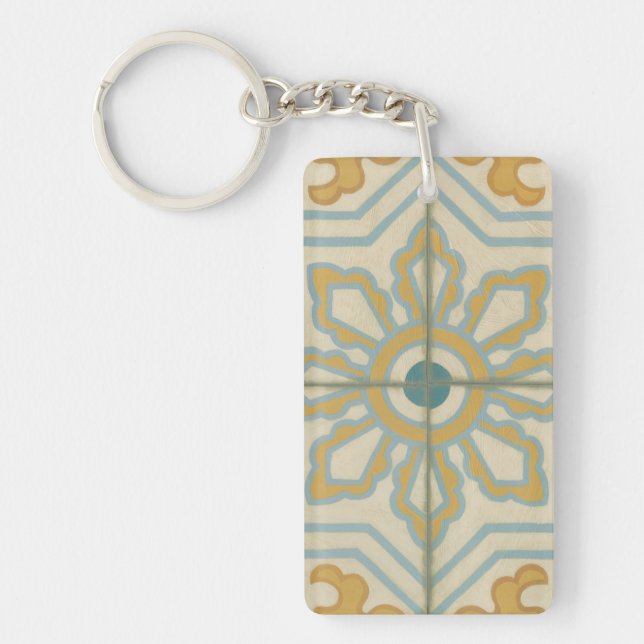 Old World Decorative Tile Pattern Key Ring (Front)