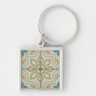 Old World Decorative Tile Pattern Key Ring