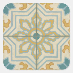 Old World Decorative Tile Pattern Square Sticker
