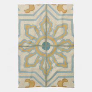 Old World Decorative Tile Pattern Tea Towel