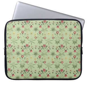 Old World Design Daisies In Mint Green Laptop Sleeve