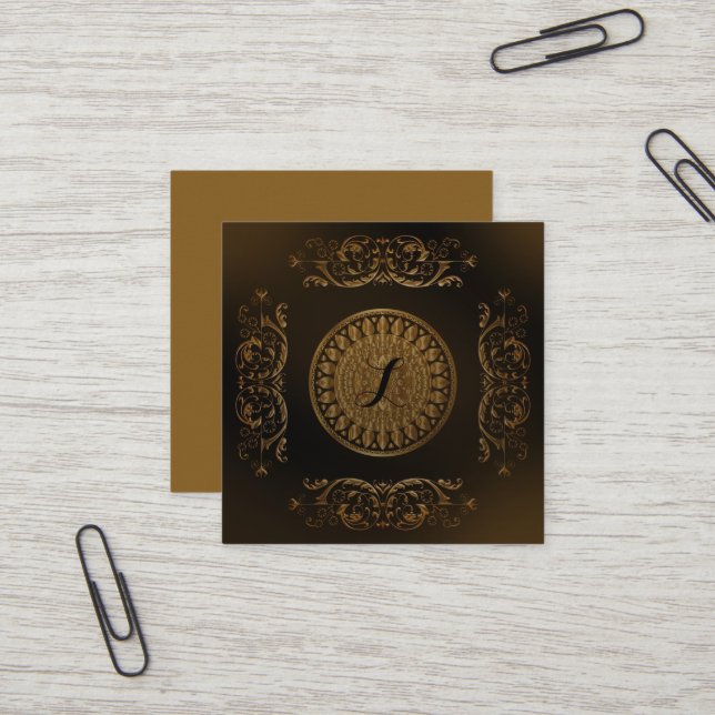 Old world  design square business card (Front/Back In Situ)