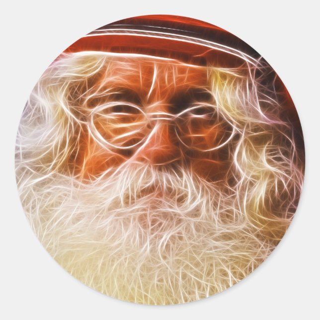 Old World Father Christmas Santa Claus Portrait Classic Round Sticker (Front)