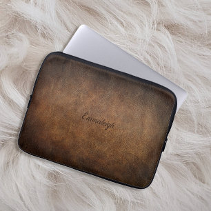 Old World Faux Leather Laptop Sleeve