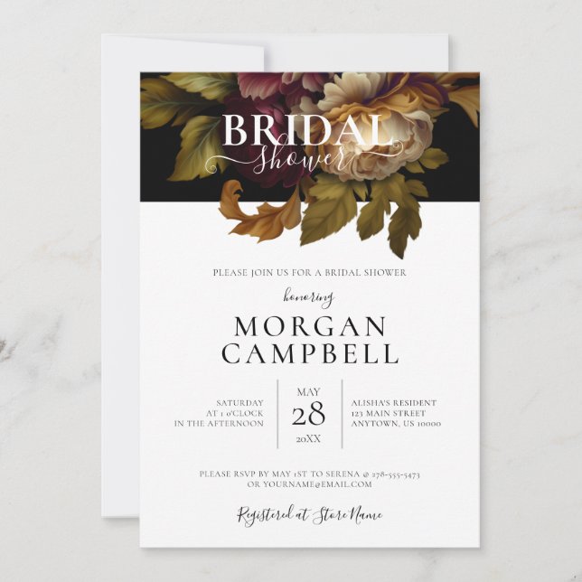Old World Floral Bridal Shower Invitation (Front)