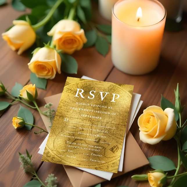 Old World Golden Charm Wedding RSVP Card (Old World Golden Charm Wedding RSVP Card)