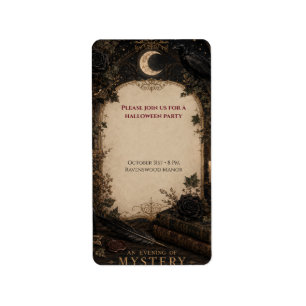 Old World Gothic Halloween Burgundy Roses, Ivy Label