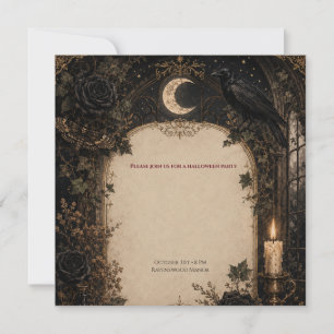 Old World Gothic Halloween Burgundy Roses, Ivy Save The Date