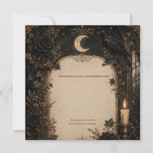 Old World Gothic Halloween Burgundy Roses, Ivy Thank You Card