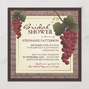 Old World Grapevine Wine Bridal Shower Invitation