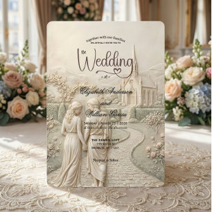 Old World Grecian Romance Garden Wedding   Invitation
