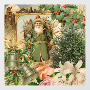Old World Green Santa Christmas Collage Antique 