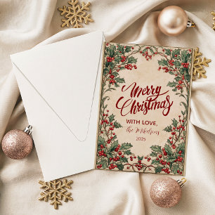 Old World Holly & Ivy Holiday Card