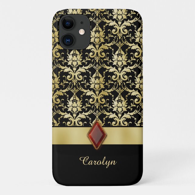 Old World Jewel Gold Damask Personalised Case-Mate iPhone Case (Back)