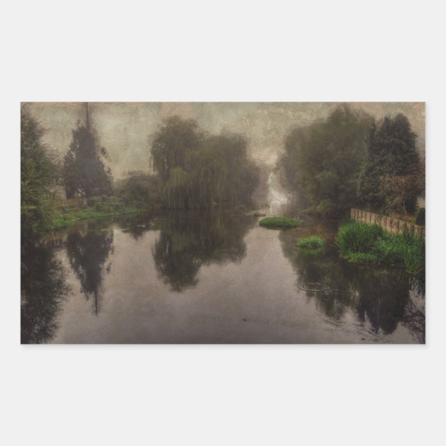 Old World Landscape Fine Art Painting Rectangular Sticker (Front)