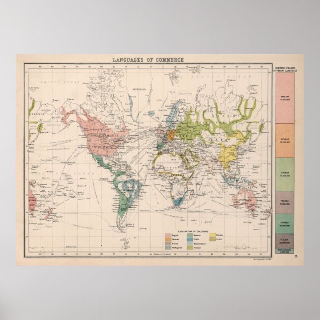 Old World Language Map (1907)  Poster (Front)