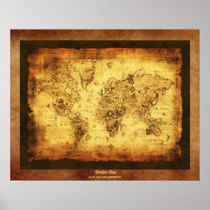 Old World Map Antique Art Poster