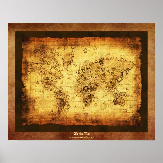 Old World Map Antique Art Poster (Front)