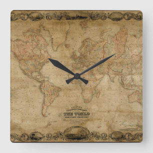 Old World Map Antique History Designer Clock